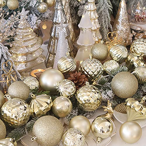 Sea Team Assorted Size Christmas Ball Ornaments 70-Pack Gold Multi-Size 1.18-1.97 inch