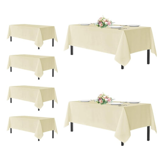 sancua Rectangle Tablecloths for 6 Foot Tables, 6 Pack - Washable Polyester Fabric Table Cloth for Wedding Party, Birthday, Banquet Reception, 54x108 Inch, Beige