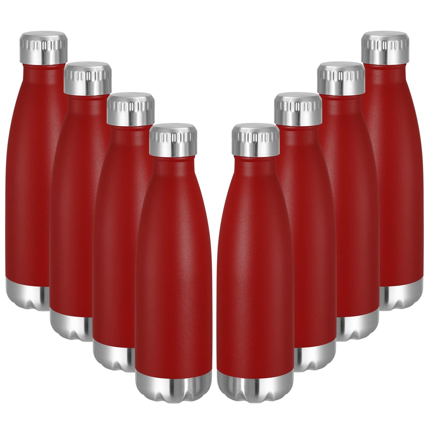 VEGOND 17oz Stainless Steel Water Bottles Bulk, Reusable Metal Sports Water Bottle Keeps Drink Hot and Cold, BPA Free Double Wall Vacuum Cola Shape Insulated Water Bottles for Camping Gym, 8 Pack
