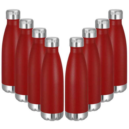VEGOND 17oz Stainless Steel Water Bottles Bulk, Reusable Metal Sports Water Bottle Keeps Drink Hot and Cold, BPA Free Double Wall Vacuum Cola Shape Insulated Water Bottles for Camping Gym, 8 Pack