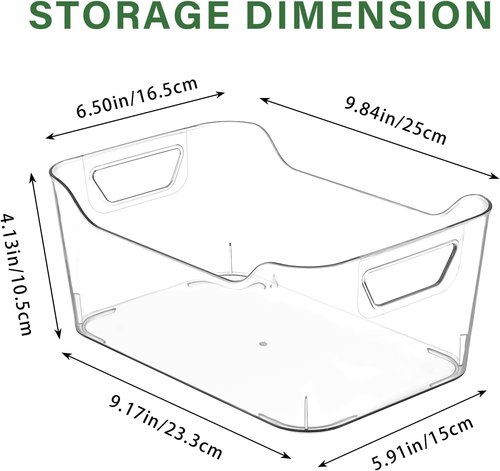 Clear Plastic Storage Bins by [Brand Name] - 12 Pack Pantry Organizers with Handles for Kitchen & Bathroom