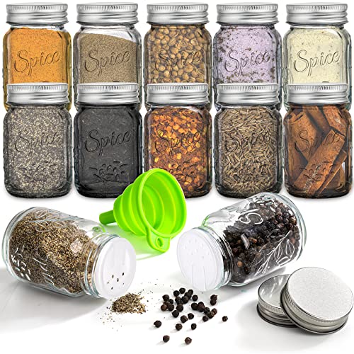 30 Pack 4oz Glass Spice Jars with Airtight Lids & Labels - Kitchen Storage Containers