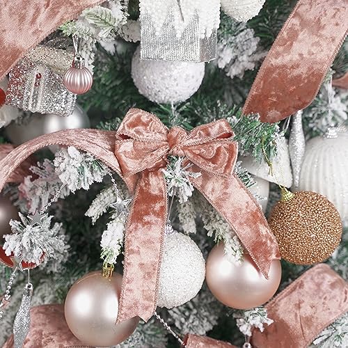 Rose Gold Velvet Wired Ribbon 1.5 Inch x 10 Yards for Gift Wrapping & Holiday Decor