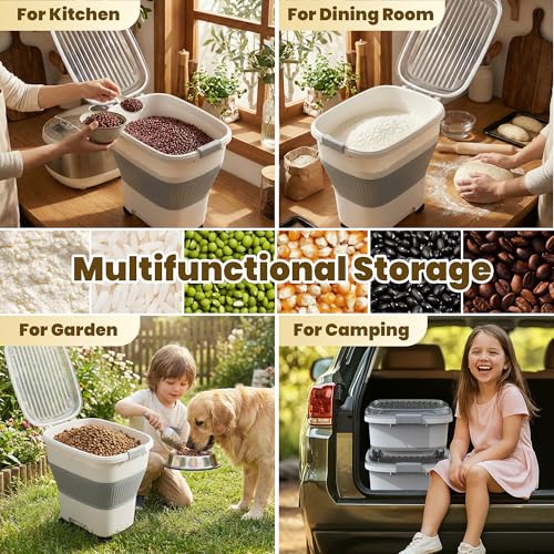 HOYTAMDAR 50Lbs Collapsible Airtight Food Storage Container - Grey