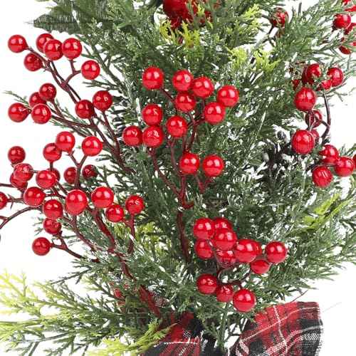 DIYASY Artificial Red Berry Stems,20 Pcs Christmas Tree Picks and Spray for Xmas Ornaments DIY Wreath Holiday Home Decoration