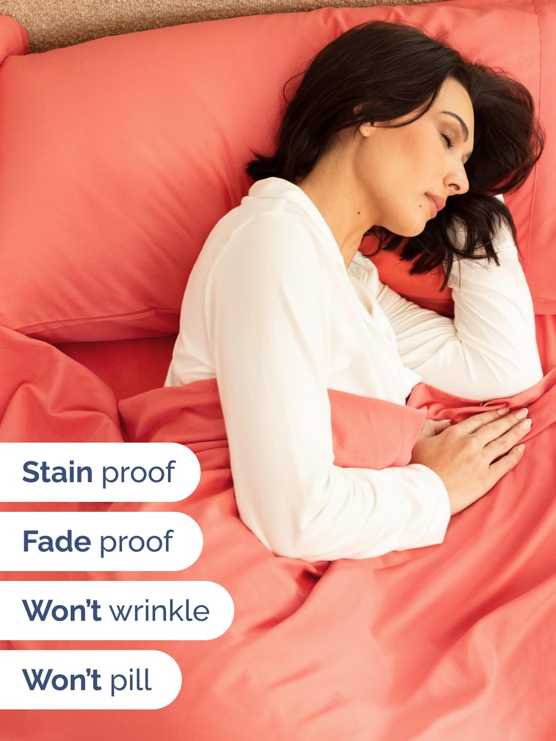 Skiennix Extra Deep Twin Sheet Set - 4 Piece Breathable Cooling Bedding - Soft Coral Color, Wrinkle-Free