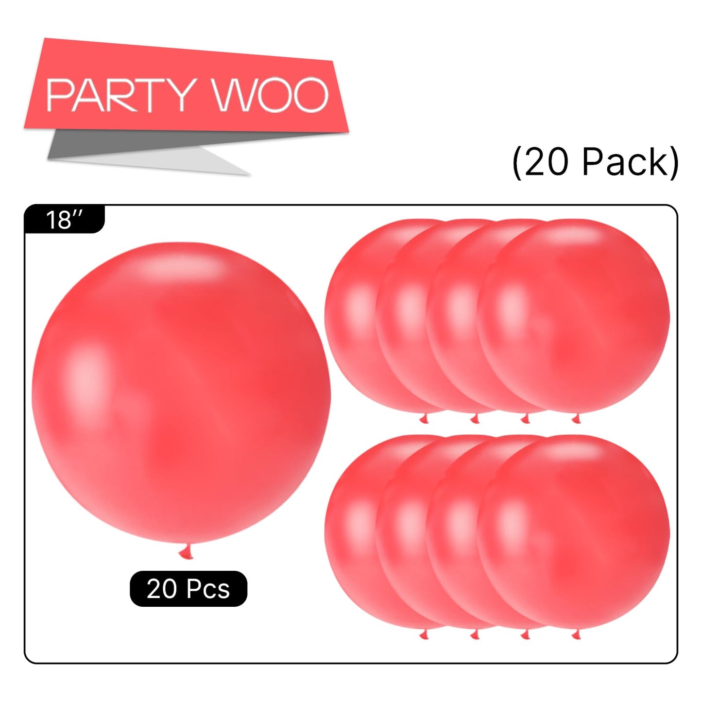 PartyWoo Pink Large Balloons 20 pcs 18 Inch Big Jumbo Giant Matte Rose Hot Watermelon Pink Latex Balloons for Graduation Wedding Baby Shower Princess Bachelorette Birthday Party Decorations Pink-Q11