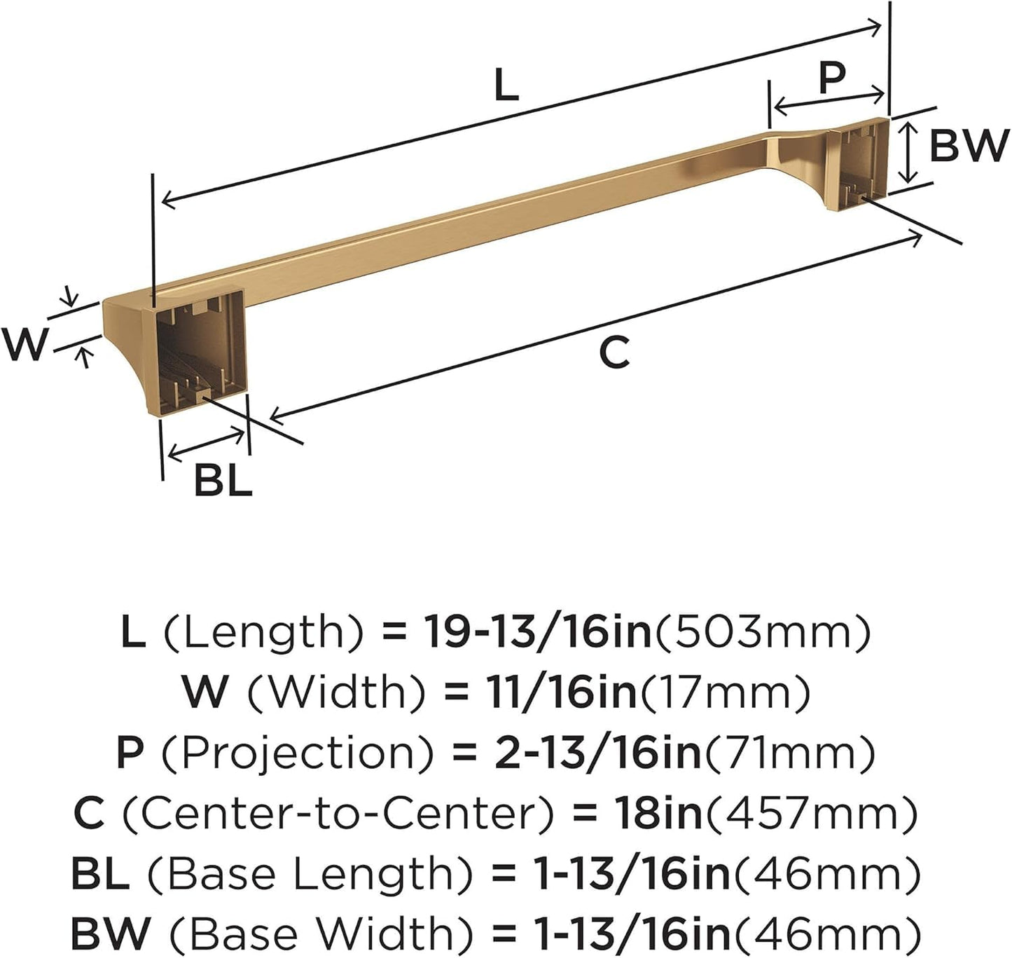 Amerock BH36023CZ | Champagne Bronze Towel Bar | 18 inch (457 mm) Center to Center Towel Rack | Mulholland | Bathroom Towel Holder | Bathroom Hardware | Bath Accessories