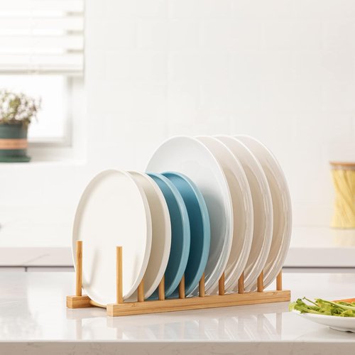 HBlife Bamboo Drying Rack - Versatile Kitchen Organizer for Plates, Cups & Pots | Space-Saving Design