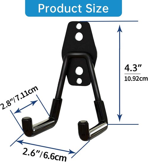 GeeWatom Garage Storage Utility Hooks - Durable Steel Wall Mount Tool Organizer | 2 Pack (Black)
