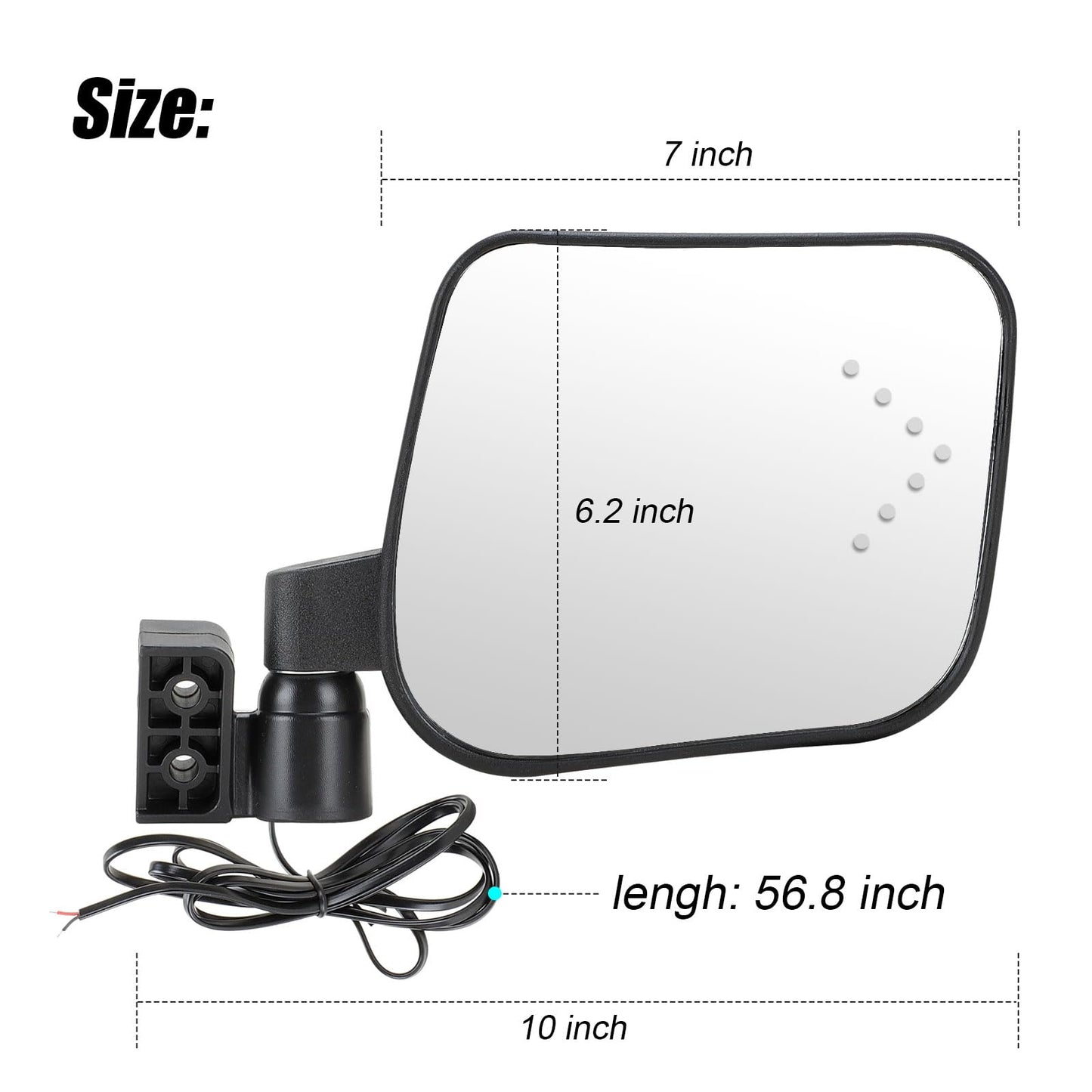 Roykaw Golf Cart No Drilling Folding Side Rear view Mirror Compatible with LED Turn Signal Light,Universal for EZGO Club Car Yamaha Golf Cart, 3 Pieces No Drill Bracket