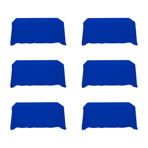 BRILLMAX 6 Pack Royal Blue Tablecloths 90 x 132 Inch for 6ft Rectangle Tables - 150 GSM Polyester Fabric, Floor Length Drop, Water, Stain & Wrinkle Resistant Cloth Cover for Wedding Reception Banquet
