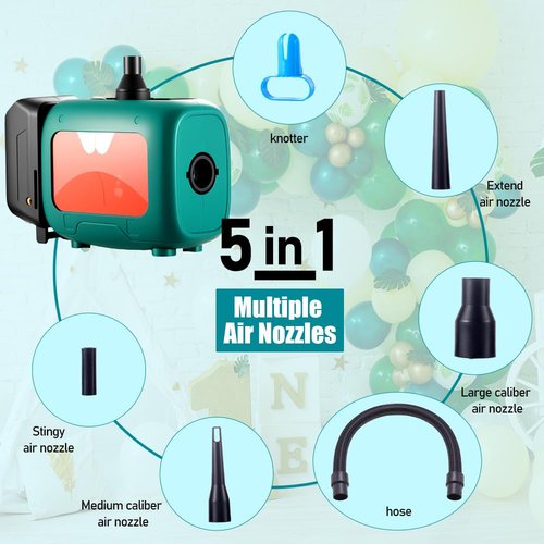 Cordless Balloon Pump Electric Compatible with Dewalt Li-Battery for All Balloons, 5 in 1 Balloon Pump Outdoor for Inflating/Deflating Balloons, Air Beds Yoga Balls & Party Decoration (No Battery)