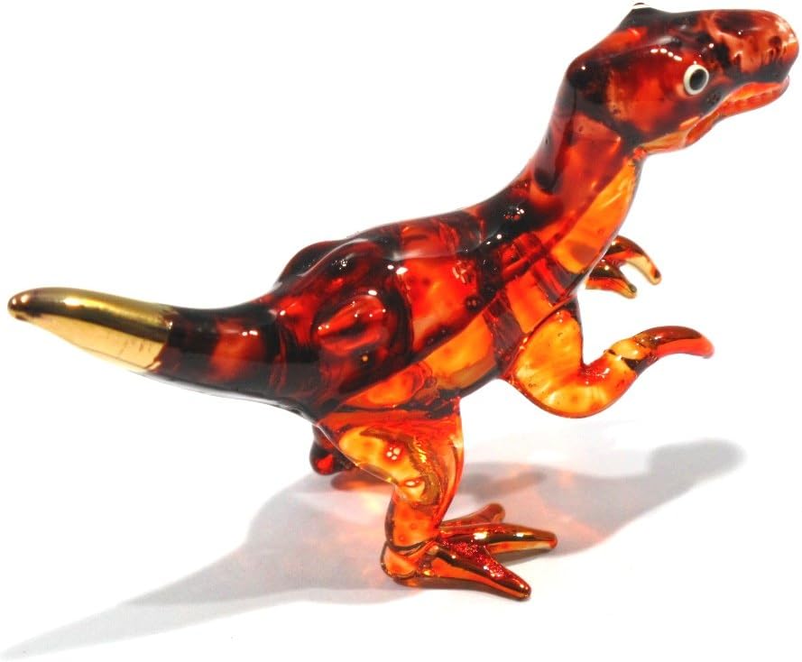 Handmade Mini T-Rex Blown Glass Art Figurine - Unique Jurassic Dinosaur Decor