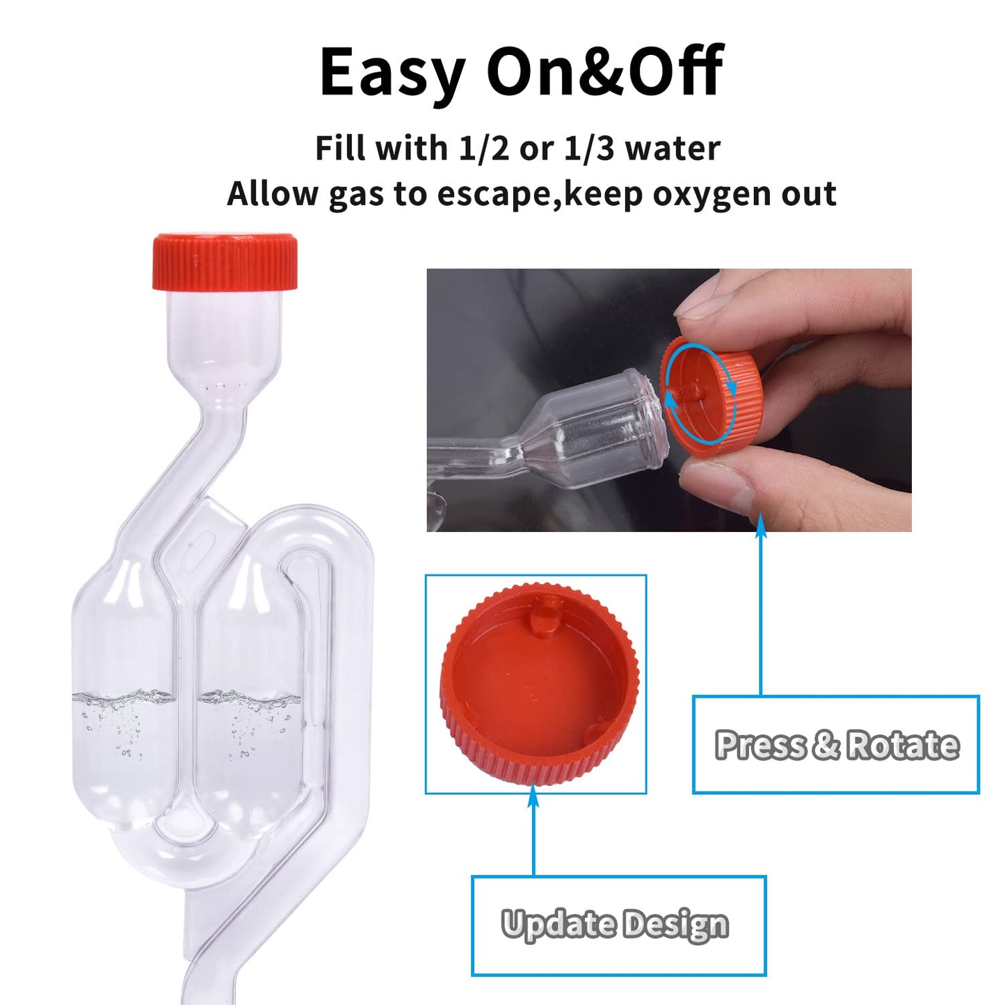 Zazolyne 5Pack Fermentation Airlock,Twin Bubble Fermenting Improved High Transparency S Shape with 10pcs Grommets Drilled 3/8’’ Hole