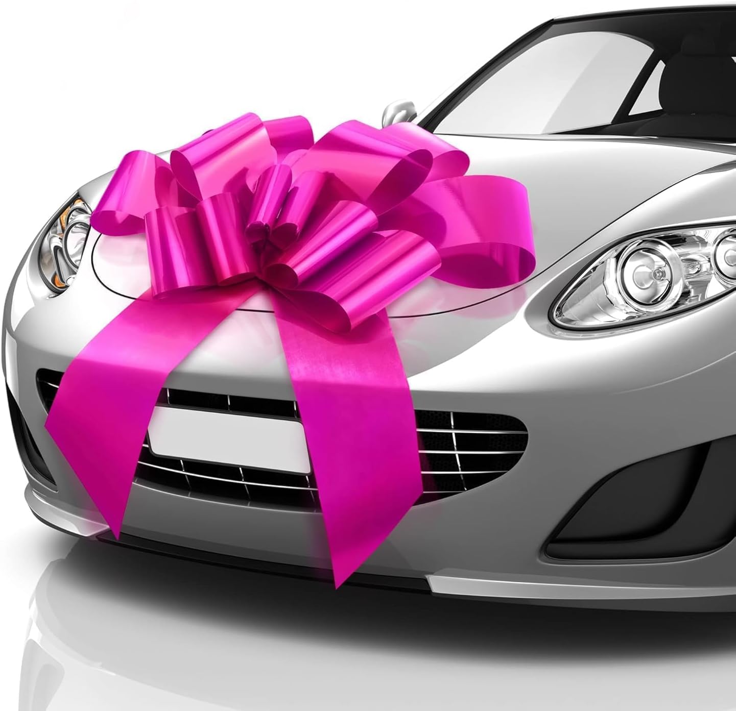 Mata1-USA Huge Pink Car Bow - 30 Inch Gift Wrapping Bow for Large Decorations | 12 Loops & Suction Cups