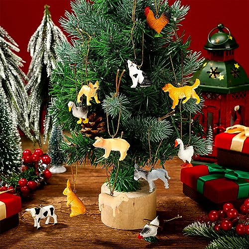 Huwena 24PCS Christmas Farm Animal Ornaments - Rustic Tree Decorations