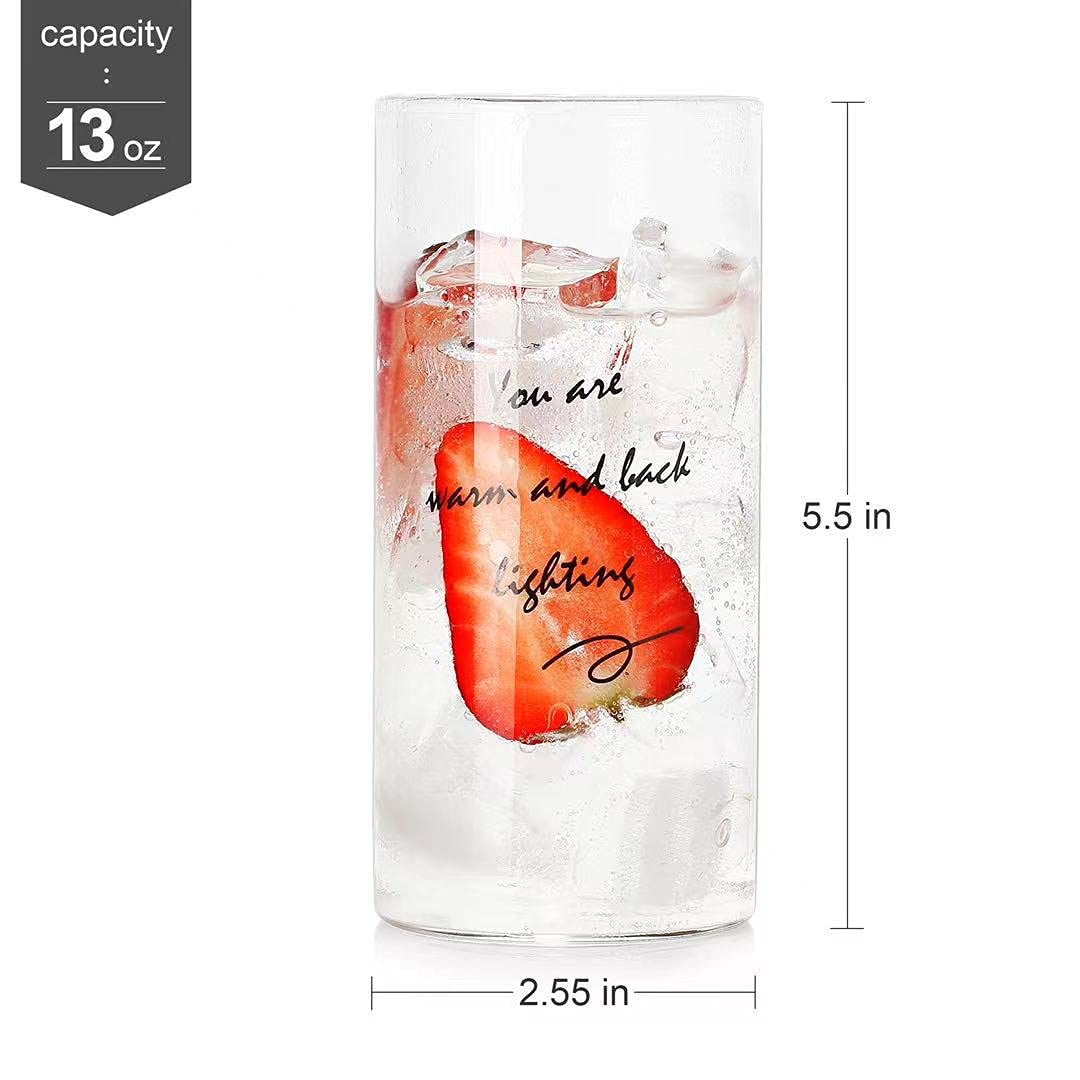 LUXU 13oz Highball Glasses, 2pc Tall Glass Sets. Lead-Free Drinking Glasses. Water Glasses, Mojito Glass Cups,Collins Bar Glassware, and Mixed Drink Cocktail Glass Set