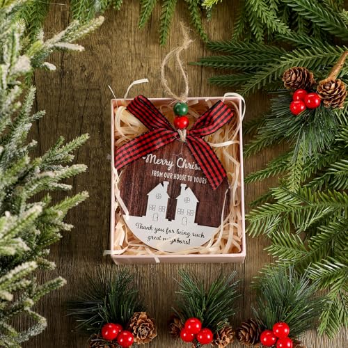 Amyhill 12 Set Christmas Neighbor Gifts Ornaments Wood 2026 House Gift