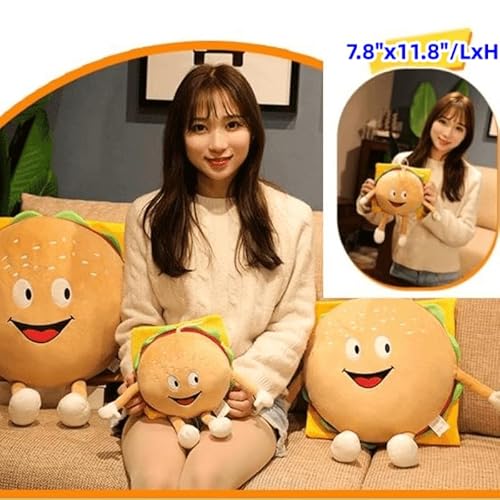 11.8" Cute Hamburger Plush Toy Funny Hamburger Plushie Pillow Toy Funny Stuffed Food Plush Toy Gift for Kid Room Decor Holiday Birthday Christmas Decoration