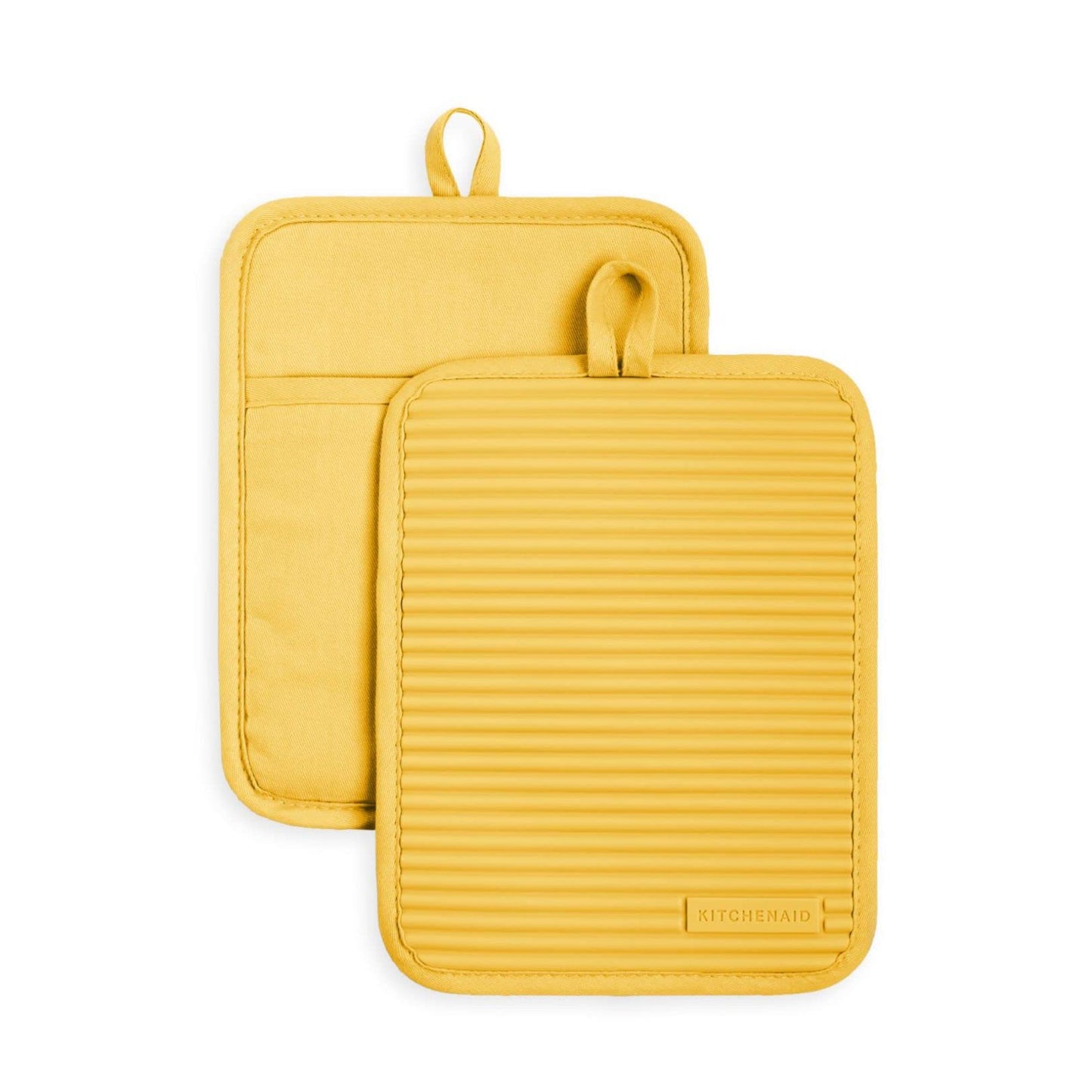 KitchenAid Ribbed Soft Silicone Pot Holder 2-Pack Set, Orange Sorbet, 7"x9"