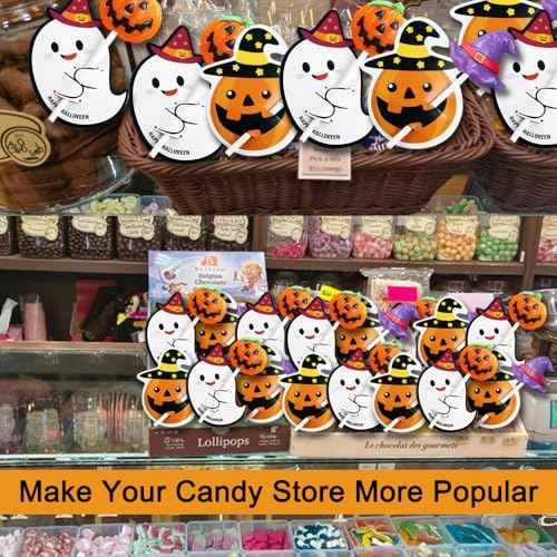 Halloween Lollipop Cards Candy Holder, Sugar-Loaf Candy Gift Package Wrapping, Halloween Party Decorations, Candy Party Favors Greeting Cards for Kids, Trick or Treat Candy Card (100PCS) (Halloween)