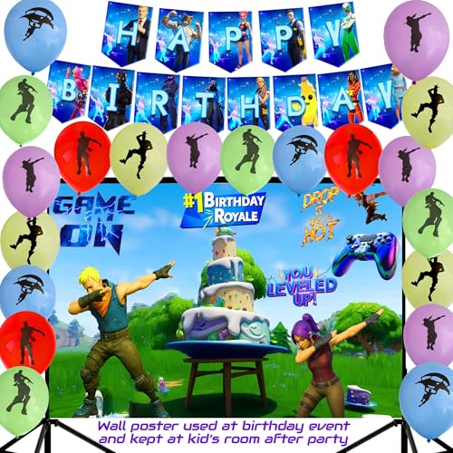 Video Game Themed Party Supplies Set - 142 Pieces for Birthday Celebrations