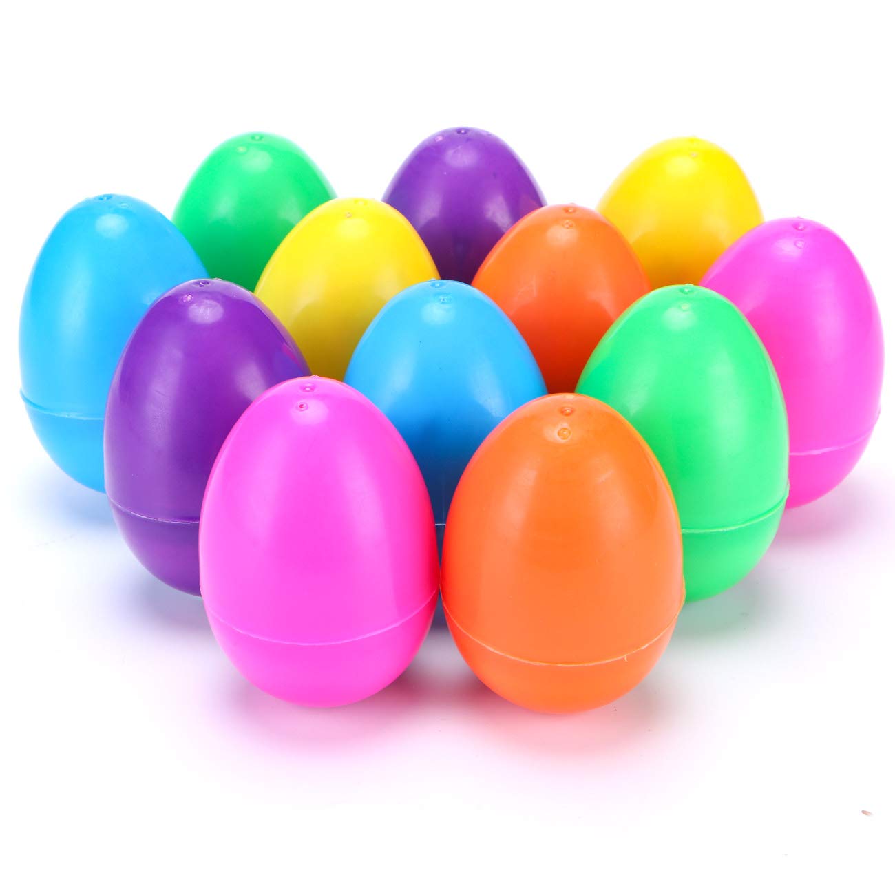 NEWBEA 12 Pack Prefilled Easter Eggs with Stuffed Animals,3.15" Plastic Easter Eggs Filled with Toys,Perfect for Kids