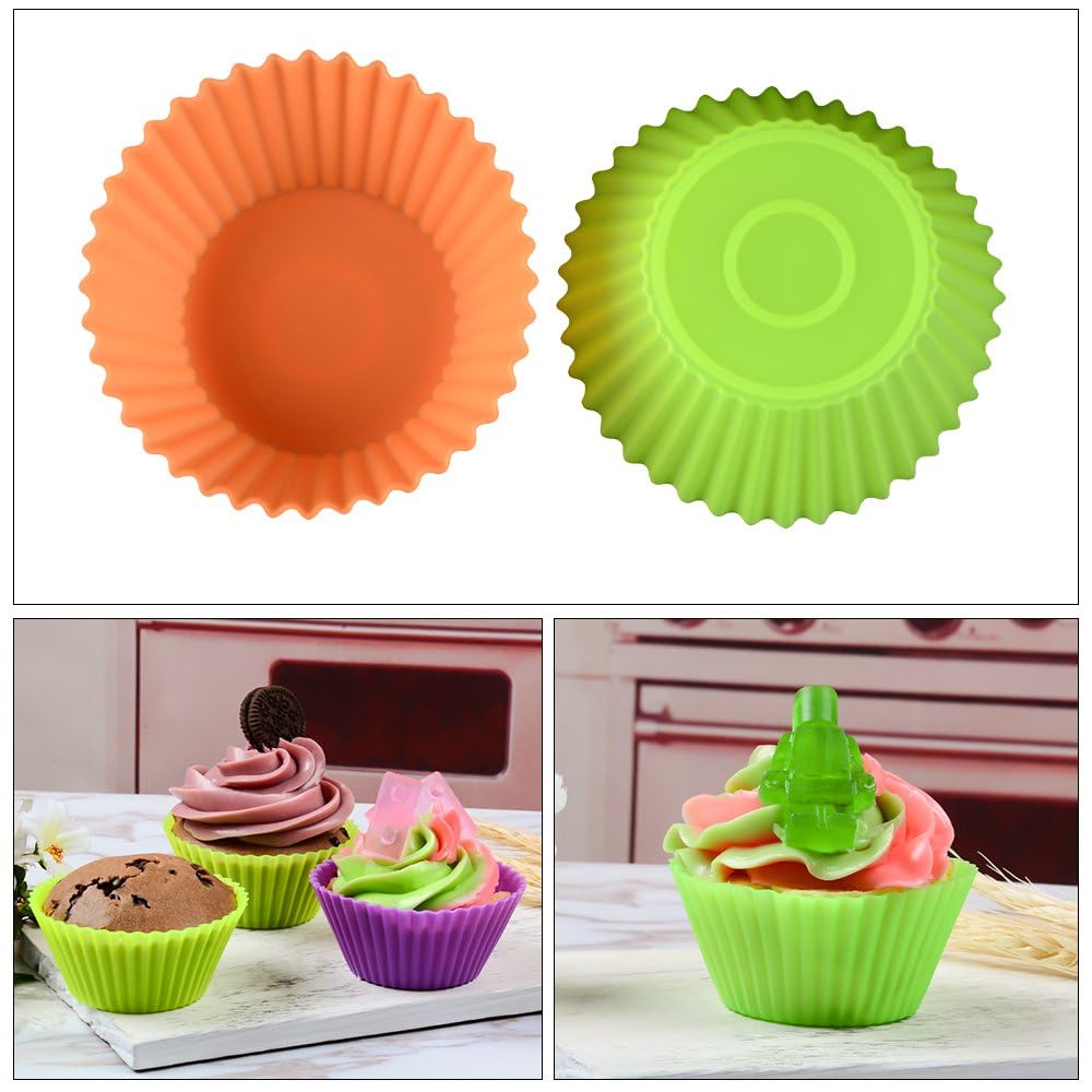 Silicone Baking Cups Cupcake Liners - 24 Pcs Reusable Silicone Molds Including Round, Rectanguar, Square, Flower Food Grade Silicone