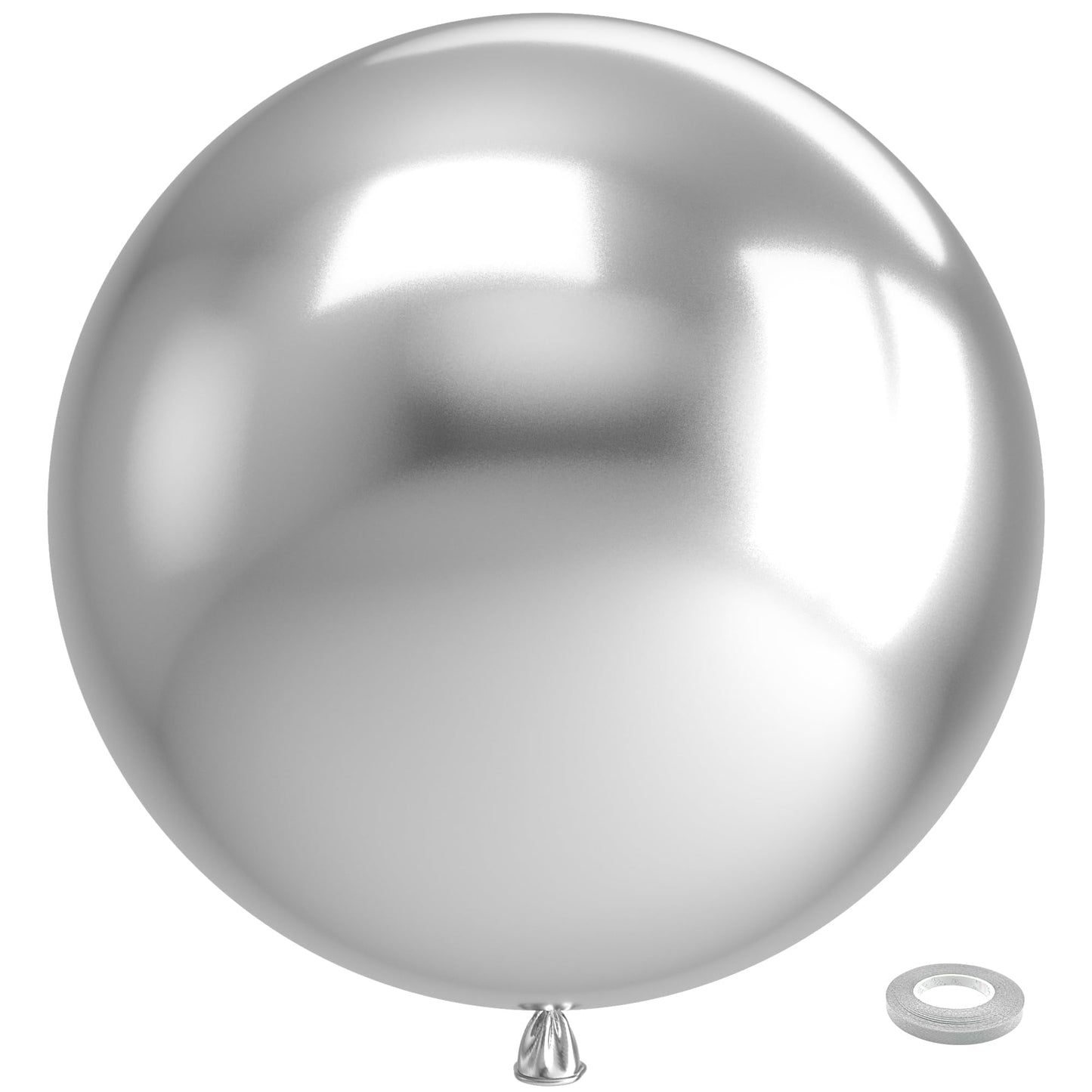 Bezente Metallic Silver Giant Balloons 36 Inch - 8 Pack Jumbo Chrome Silver Balloons Large Round Silver Latex Balloons for Photo Shoot Wedding Bridal Shower Birthday Party Decorations