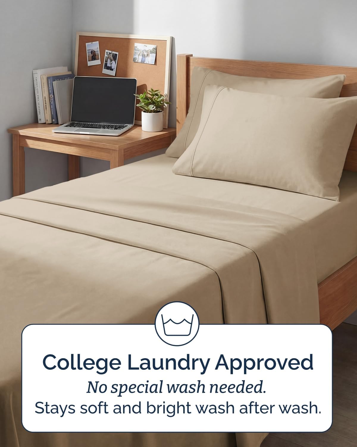 Skiennix Extra Deep Twin XL Sheet Set - 4 Piece Breathable Cooling Bedding - Soft Wrinkle-Free Cream
