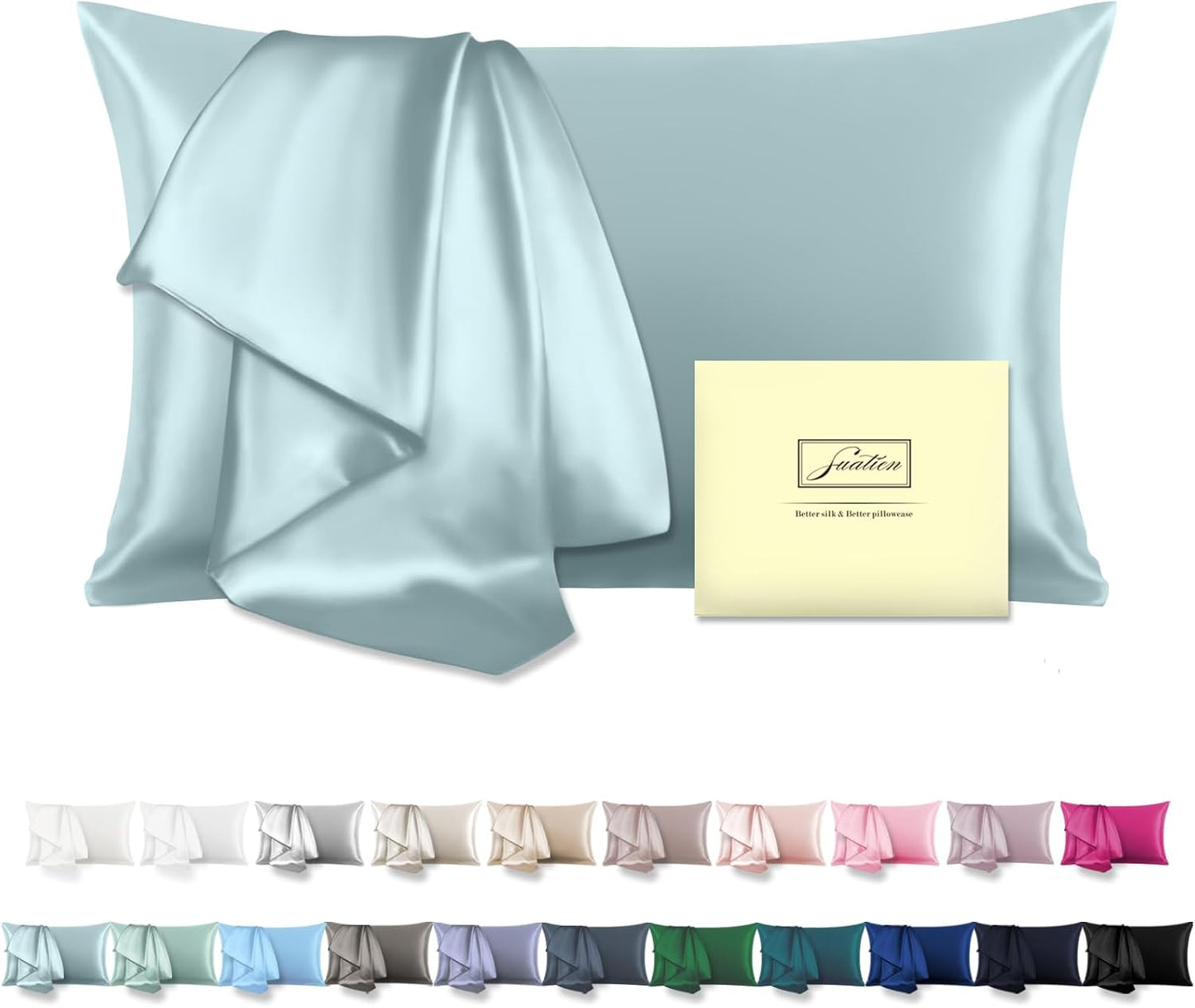 Mulberry Silk Pillowcase - Soft & Breathable for Hair and Skin | Standard Size 20" x 26" (Haze Blue)