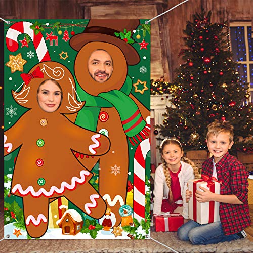 Gingerbread Backdrop Christmas Gingerbread House Backdrop Photo Booth Gingerbread Party Decors Fabric Large Photo Stand in Background for Holiday Xmas