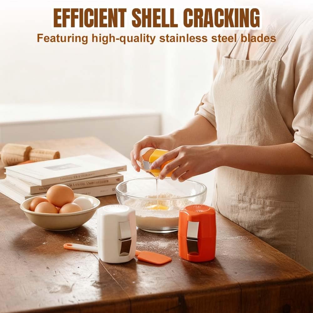 Skiennix Egg Shell Opener - Handheld Stainless Steel Egg Cracker Tool for Hard Boiled Eggs | Orange