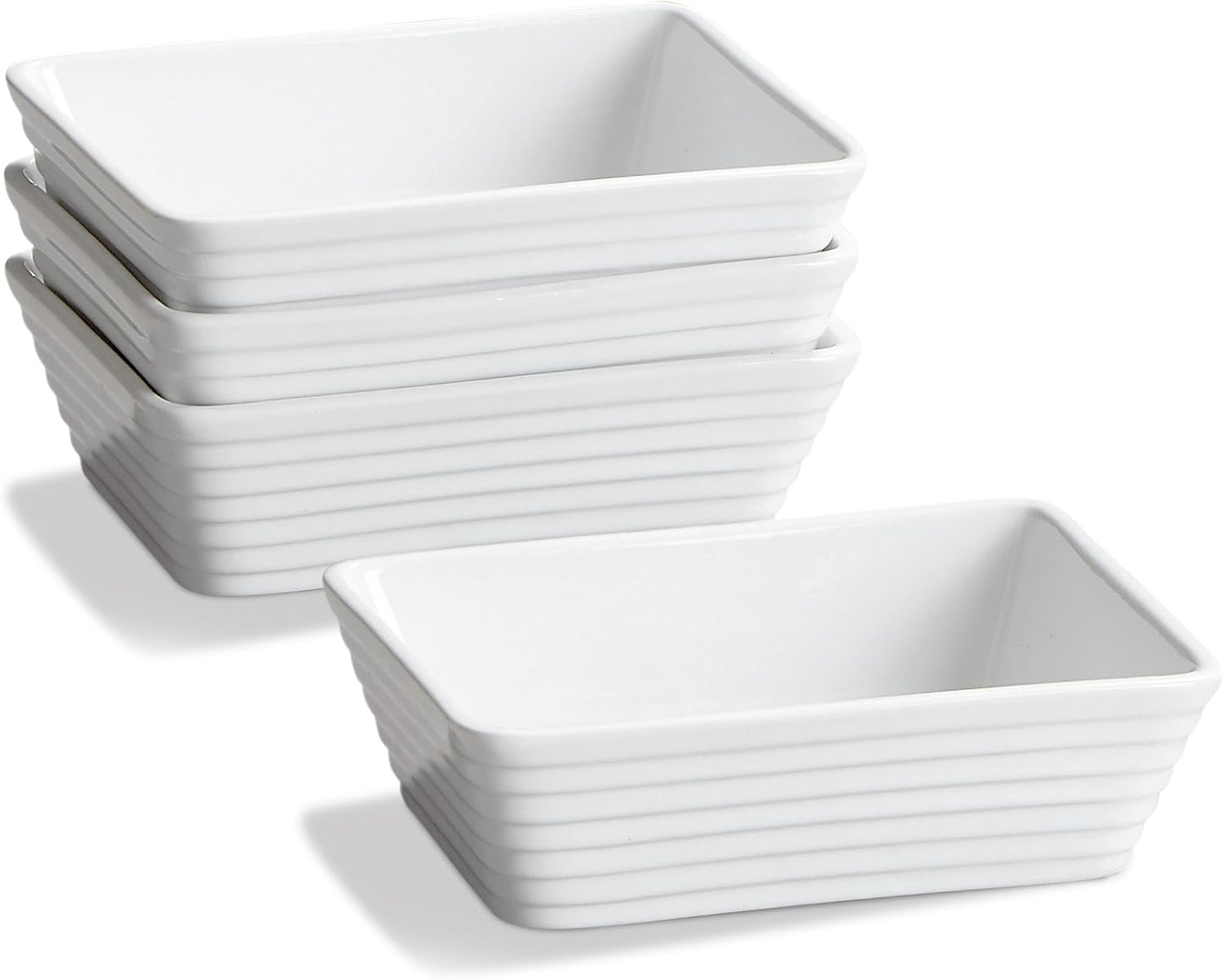 ONEMORE Small Baking Dish - Rectangle Ceramic Casserole Dish Set of 4 | Oven Safe, 5x7 for 1-2 People