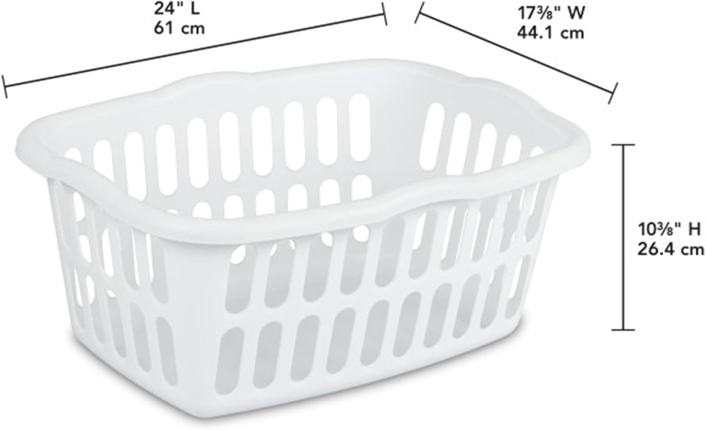 Sterilite Rectangular Laundry Basket - 12-Pack Plastic Hamper, 1.5 Bushel, White | Ideal for Bedroom & Bathroom Storage