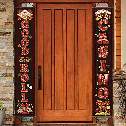 Blulu Casino Night Party Decorations Las Vegas Party Banner Poker Night Decorations Welcome Porch Sign for Game Travel Holiday Carnival Jungle Background Backdrop