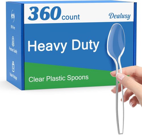 Dealusy 360 Count Heavy-Duty Clear Plastic Spoons - BPA-Free & Heat Resistant for Party Supplies