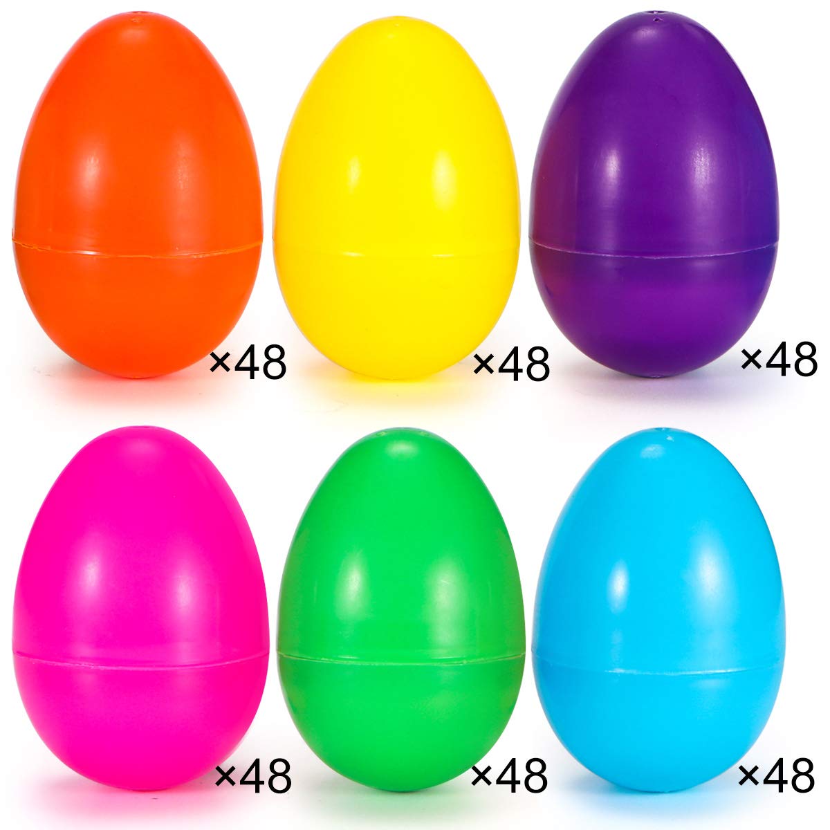 YEAHBEER 288 Easter Eggs -2.36" Bright Colors Plastic Easter Eggs Empty for Easter Hunt, Easter Basket Stuffers, Party Favor, Classroom Prize Supplies