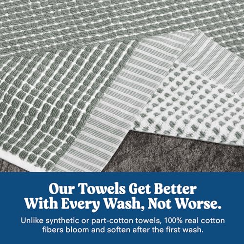 ONSEN Sculpted Terry Towel Set with Variations - Spruce, 2 Bath, 2 Hand, 2 Face Towels