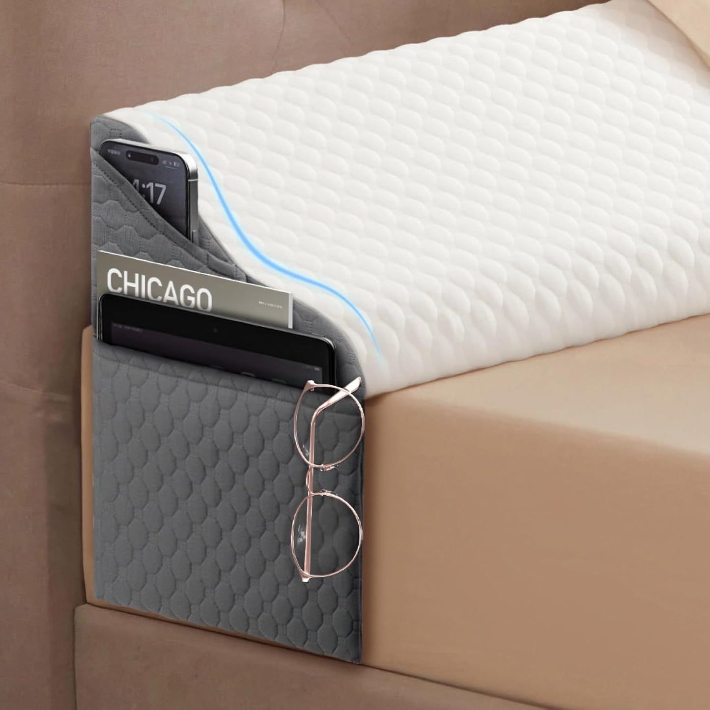 King Size Bed Wedge Pillow - Ergonomic Headboard Gap Filler | Non-Slip, Breathable Design (76" x 10" x 6")
