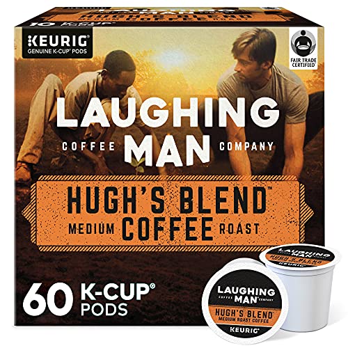 Laughing Man Hugh's Blend Keurig Coffee Pods - Medium Roast, 6 Packs of 10 (60 Count) - Fair Trade Arabica