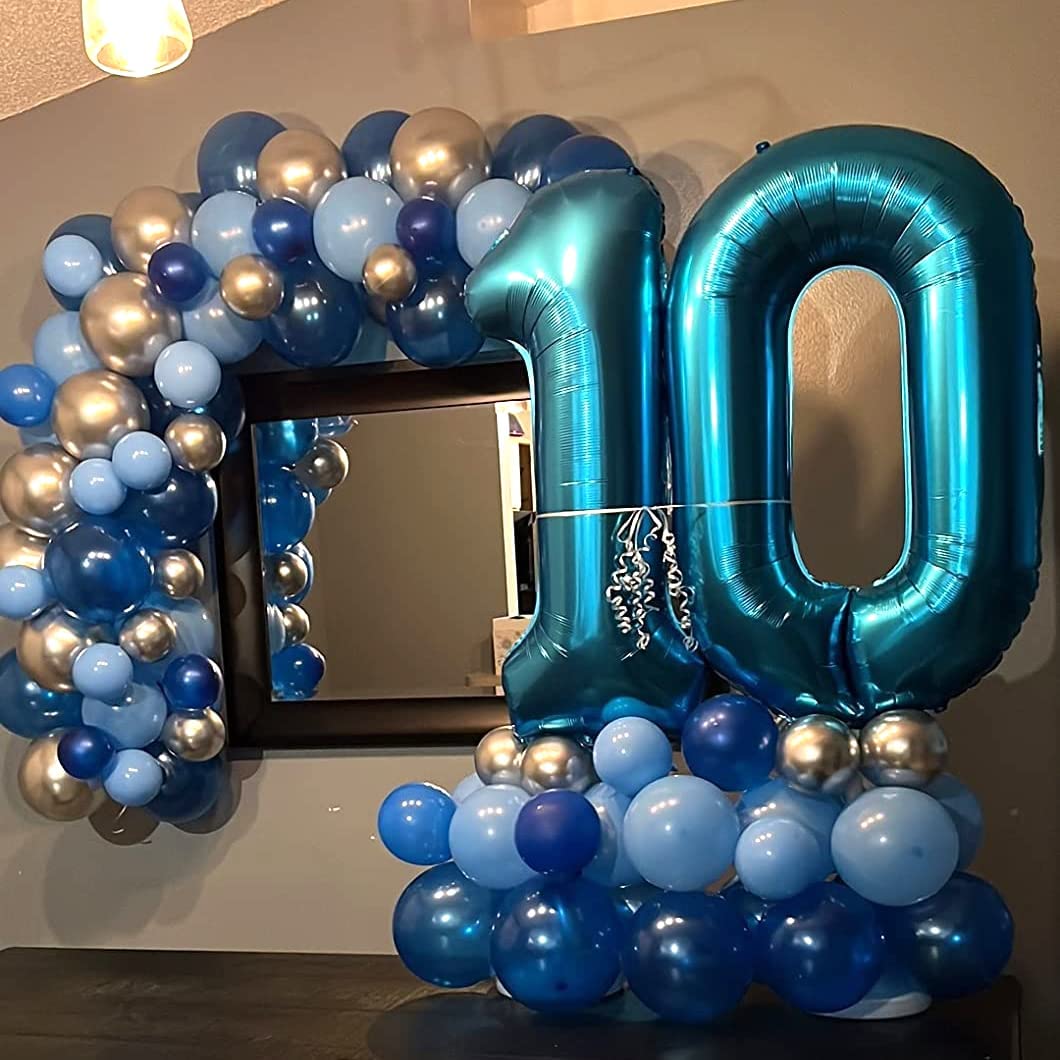 40 Inch Blue Large Numbers Balloons 0-9, Self Inflating Foil Number 6 Helium Balloons for 6th Boys, Big Digit 6 Balloons for Men 16th 60th Birthday Party Anniversary Graduation Supplies Decorations