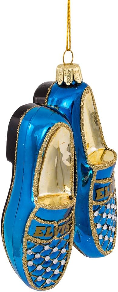 Elvis Presley Blue Suede Shoes Glass Ornament - 5-Inch Kurt Adler Collectible