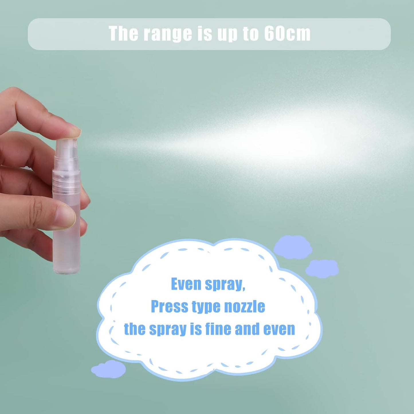 KINBOM Refillable Perfume Atomizers - 5pcs Travel Spray Bottles for Hair, Face & Plants (5ml)