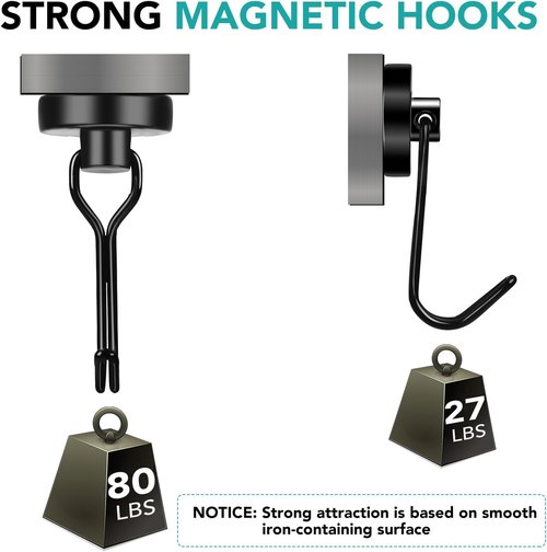DIYMAG Magnetic Hooks - 80LBS Heavy Duty Strong Magnetics for Home & Office | 8-Pack