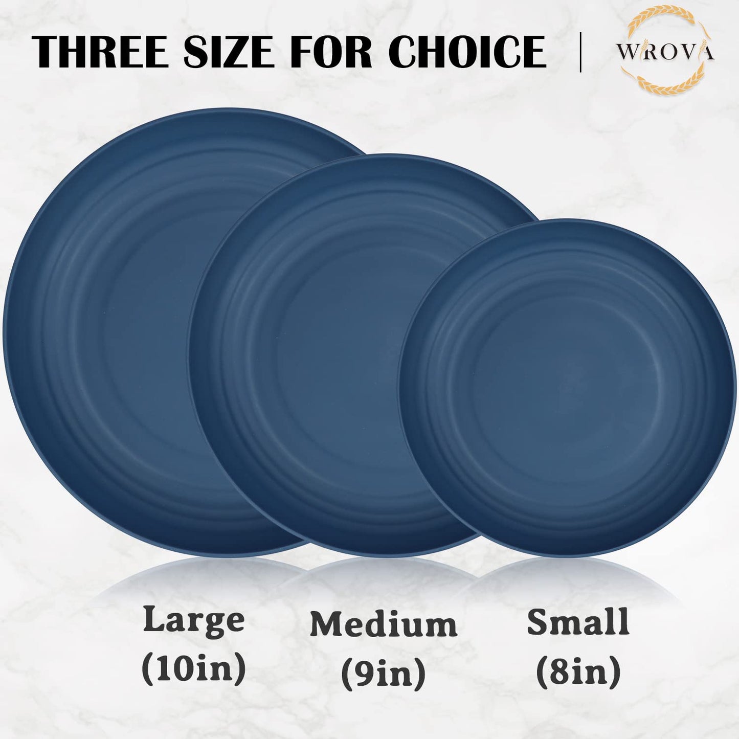 Wrova Wheat Straw Plates - 9 Inch Unbreakable Dinner Plates Set of 8 - Dishwasher & Microwave Safe Plastic Plates Reusable - Lightweight Plates for kitchen,camping (Colorful Series)