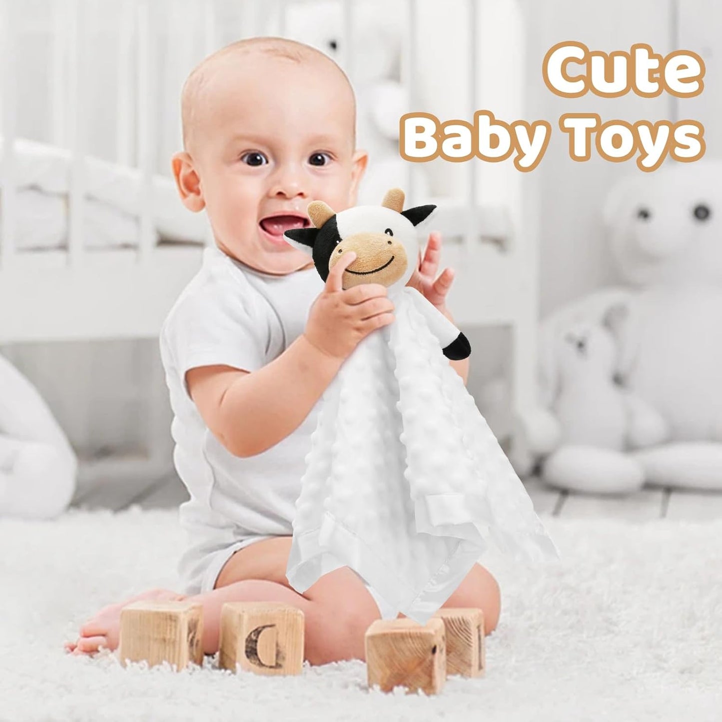 Pro Goleem Cow Security Blanket - Soft Lovey for Babies | 16-Inch Snuggle Toy for Boys & Girls