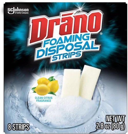 Drano Foaming Disposal Strips - Powerful Clog Remover | 8 Count Pack for Effective Drain Cleaning