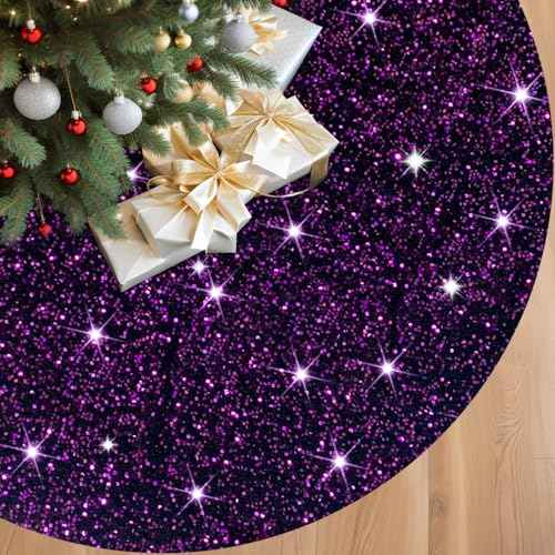 Purple Christmas Tree Skirt Large Tree Skirts 46 Inch Sparkly Velvet Tree Skirt Sequins Christmas Tree Stand Cover Royal Purple Tree Skirt Halloween Tree Skirts for Fall Christmas Tree Decor